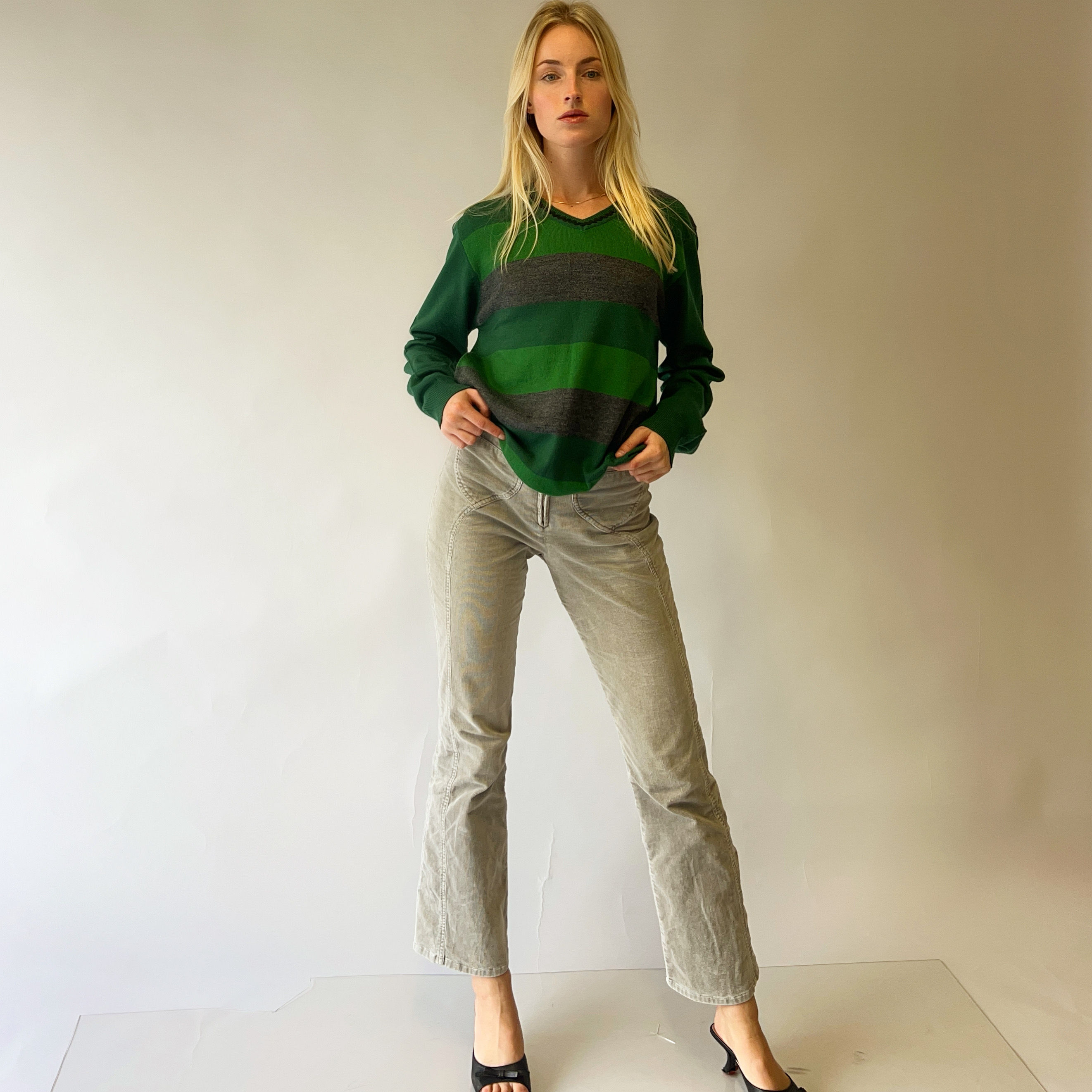 90s striped v-neck jumper