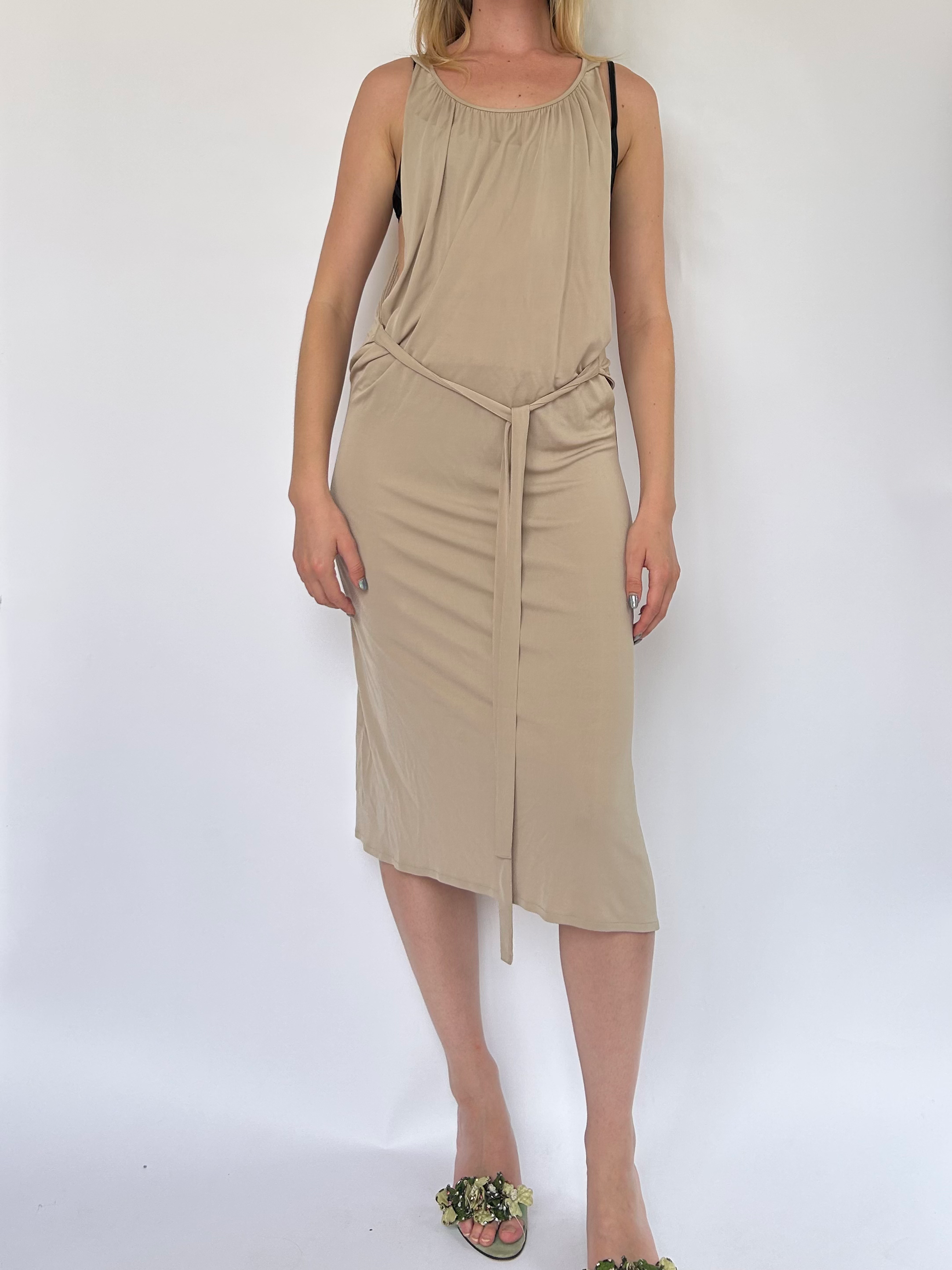 90s Beige Drape dress
