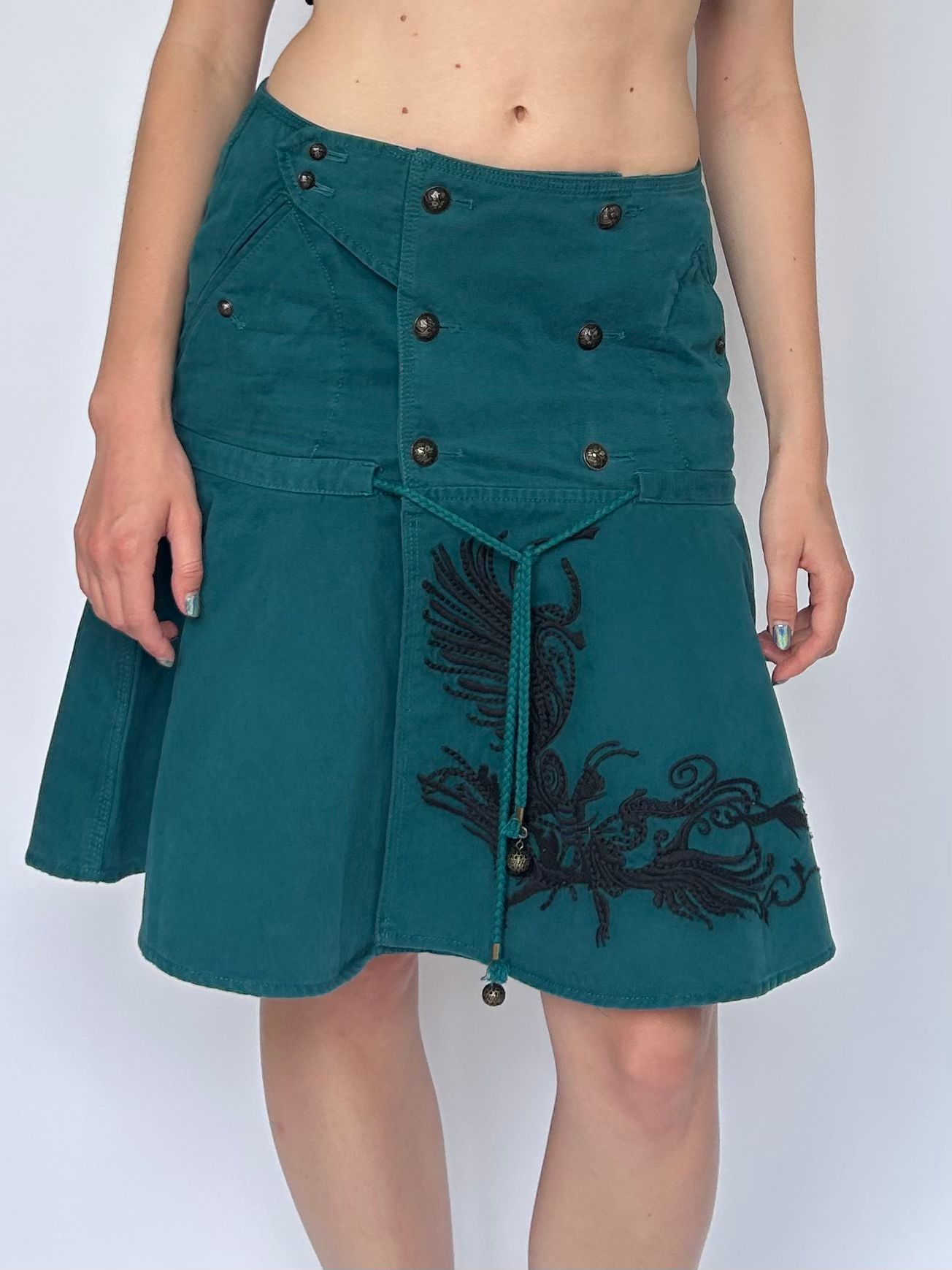 2000s Teal Wrap Diesel Skirt