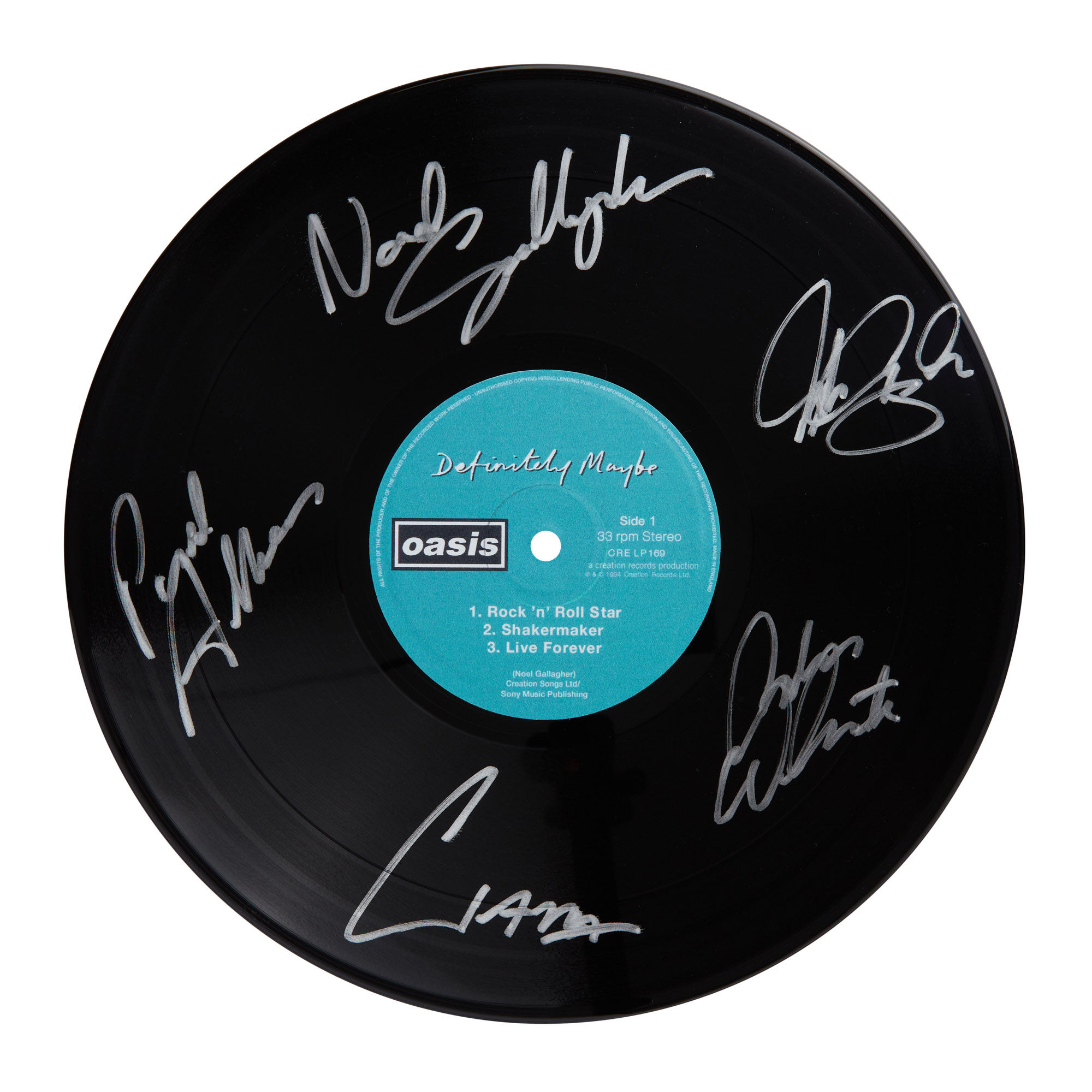 Oasis Definitely Maybe Autographed Vinyl Record