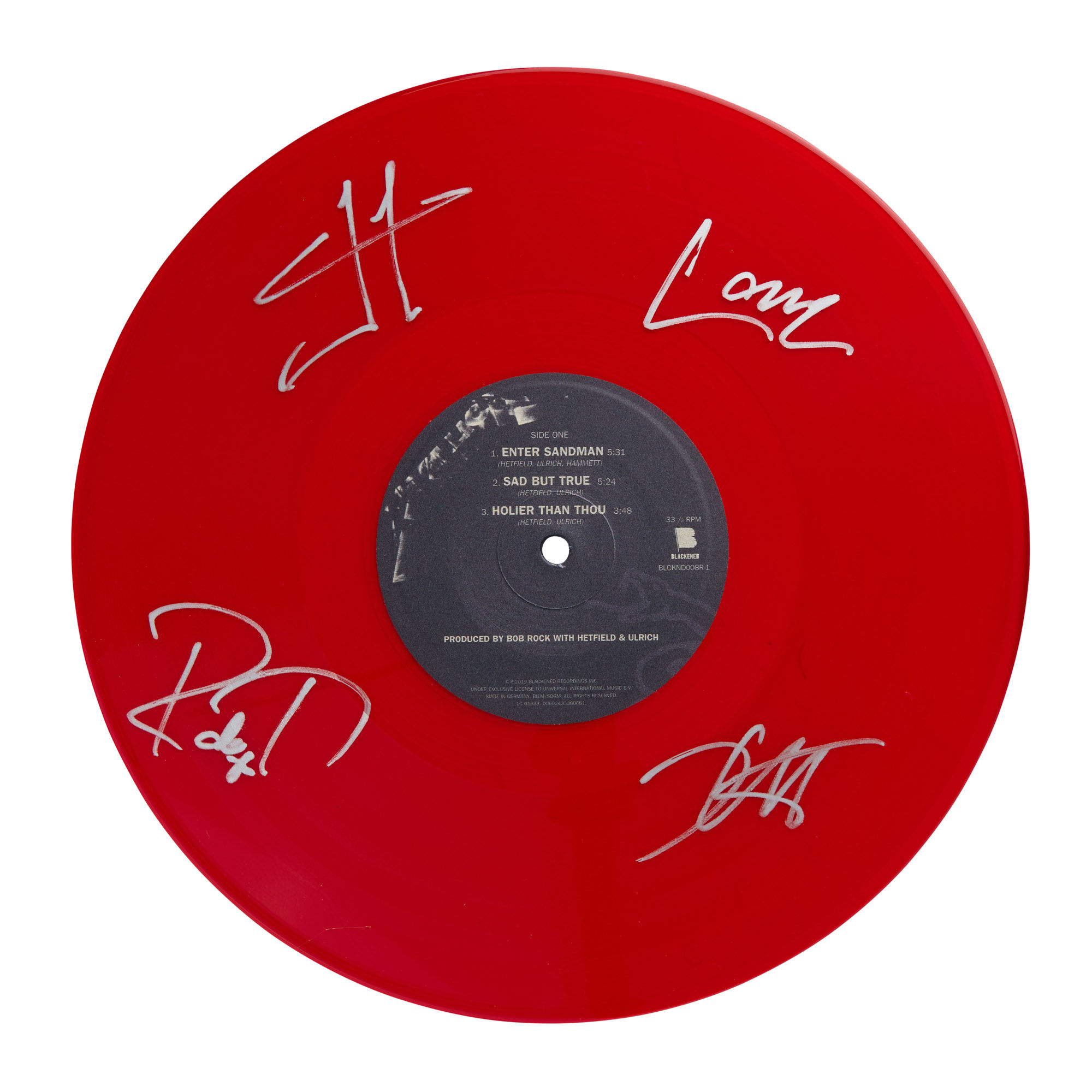 Metallica The Black Album Autographed Red Vinyl Record