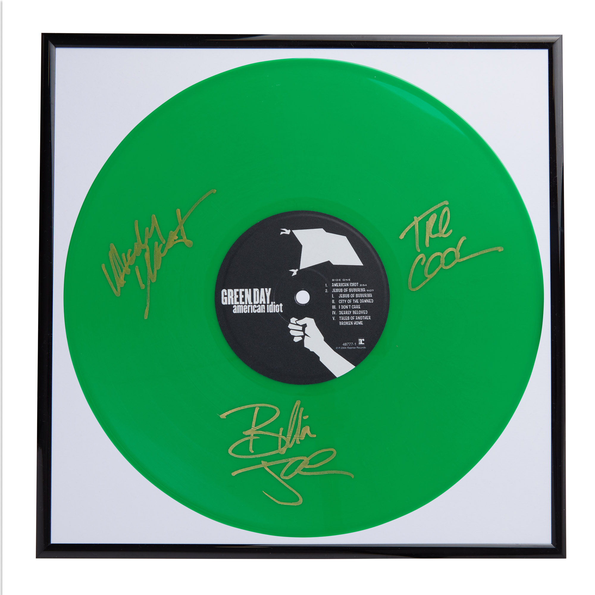 Green Day American Idiot Autographed Limited Edition Green Vinyl Record Framed