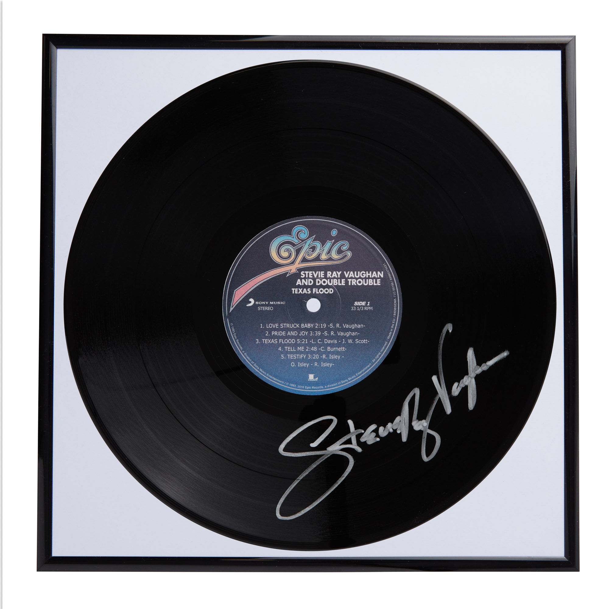 Stevie Ray Vaughan Autographed Vinyl Record Framed