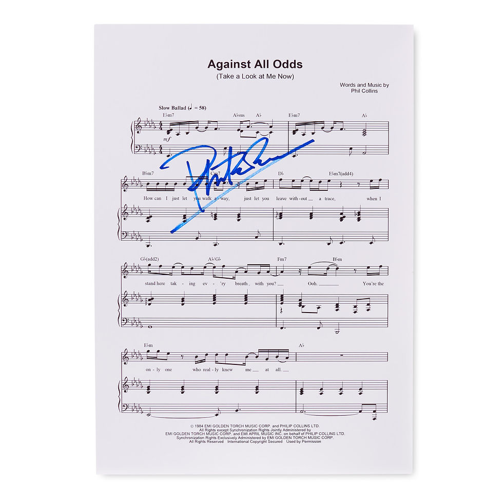 Phil Collins Against All Odds (Take A Look At Me Now) Autographed A4 Sheet Music