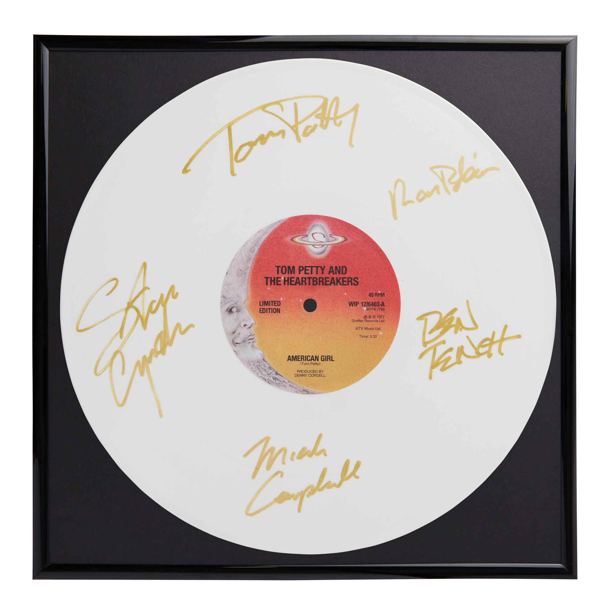 Tom Petty American Girl Autographed Limited Edition White Vinyl Record Framed