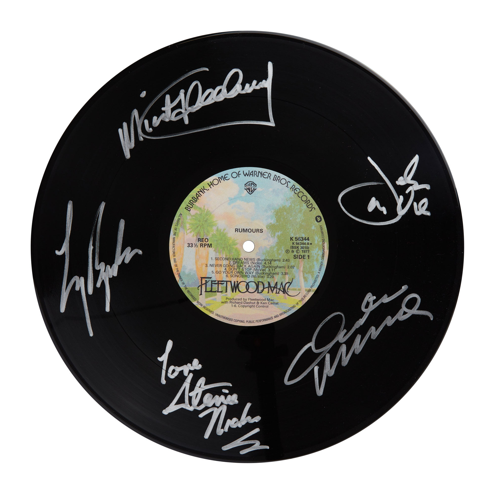 Fleetwood Mac Rumours Autographed Vinyl Record