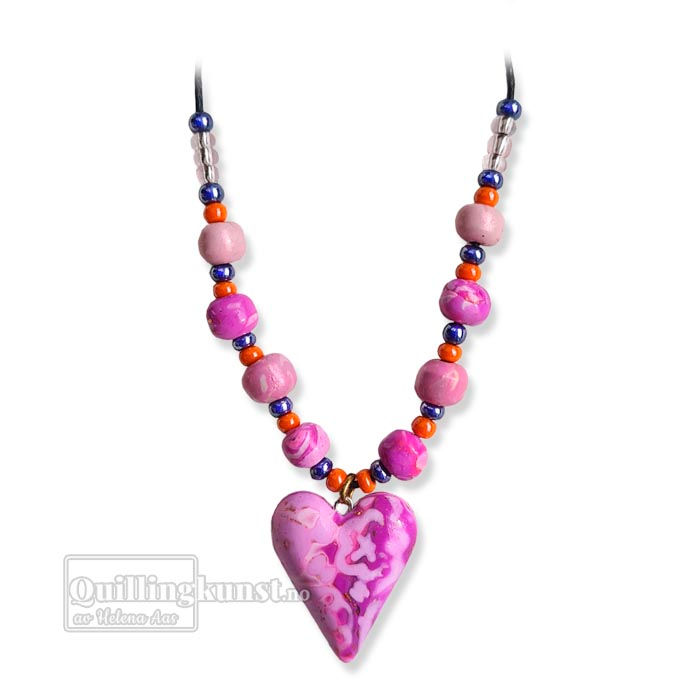 Collier hjerte, med lilla mønster