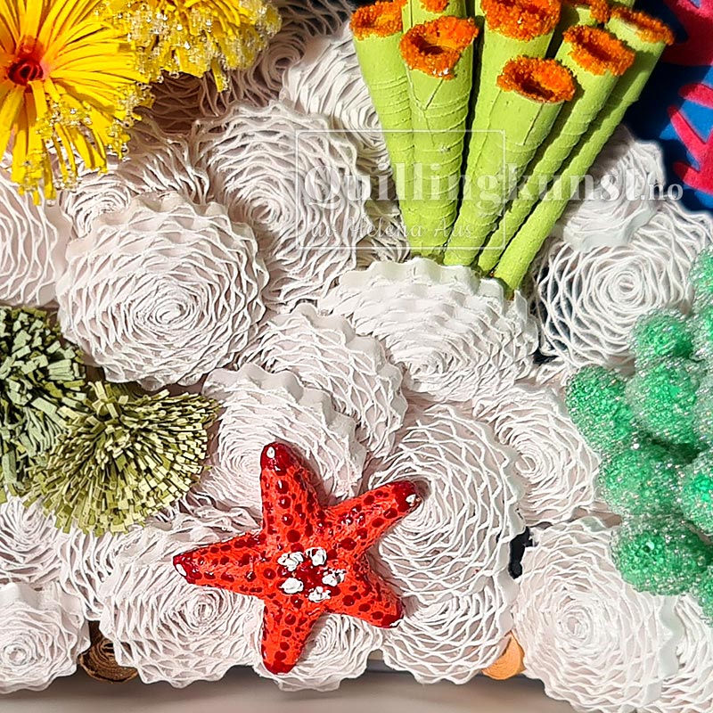 Miniatura: Quilling bilde Korallrev med rosa koraller