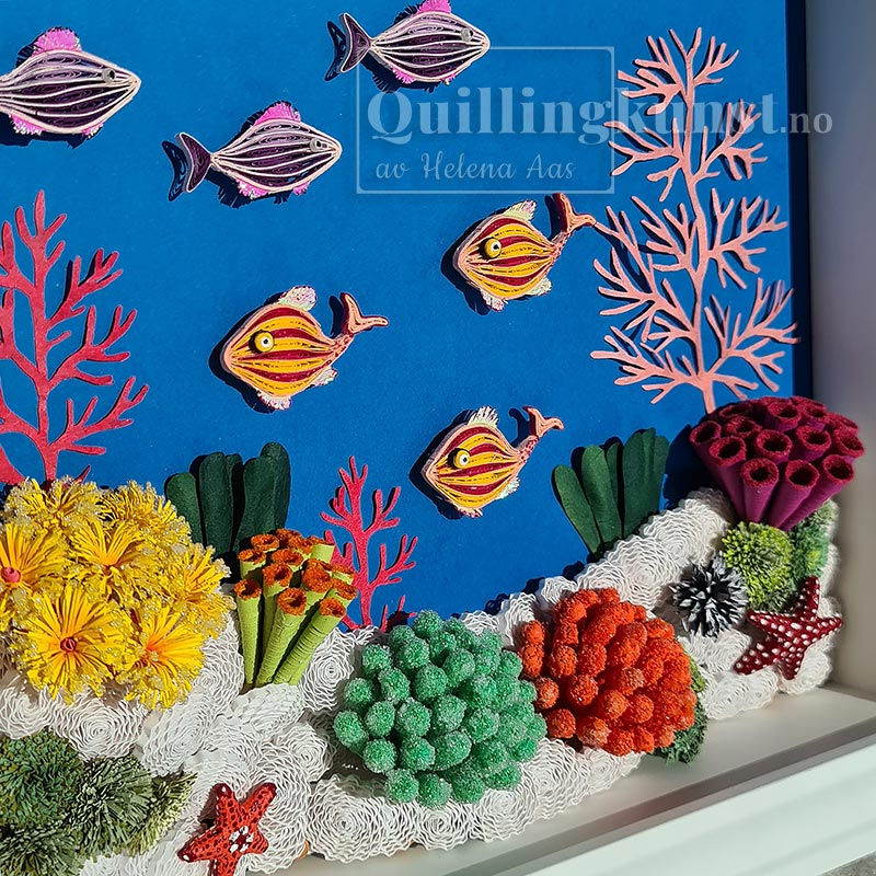 Miniatura: Quilling bilde Korallrev med rosa koraller