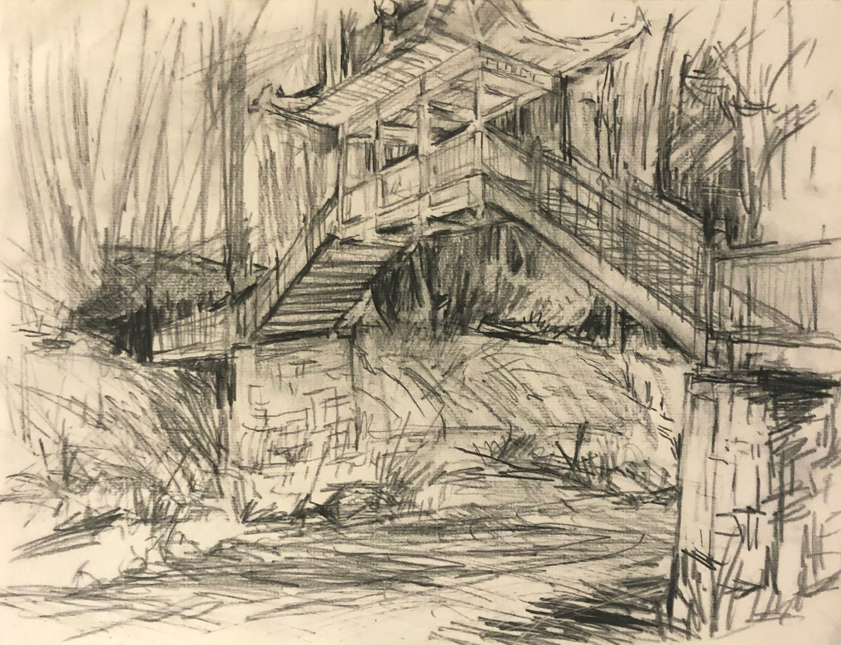 Bridge Dumfries House Artist Residency, Drawing outdoors.