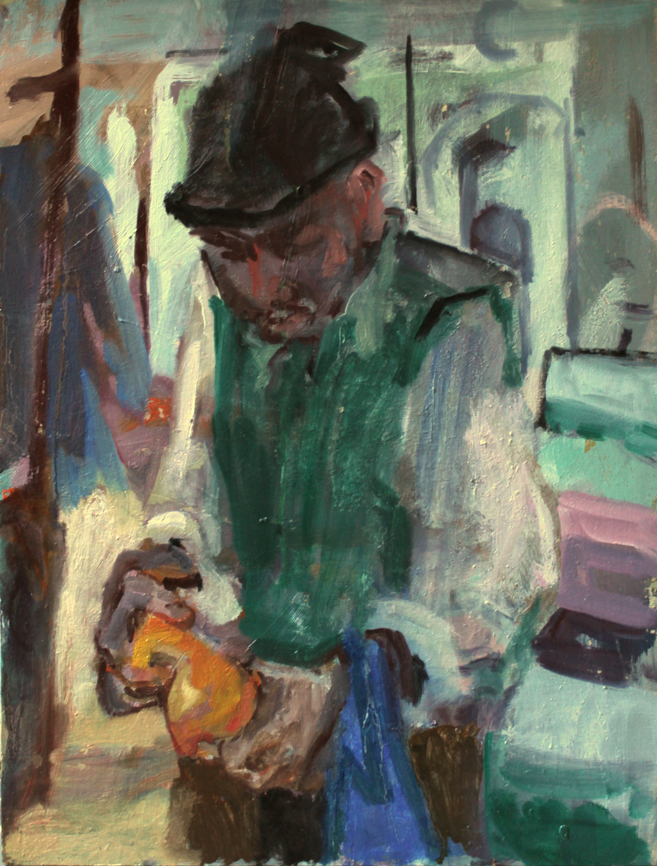 Peel Oil On Board. Painting, Figurative, Shopping centre, Painting people, Figurative, Expressionist. 