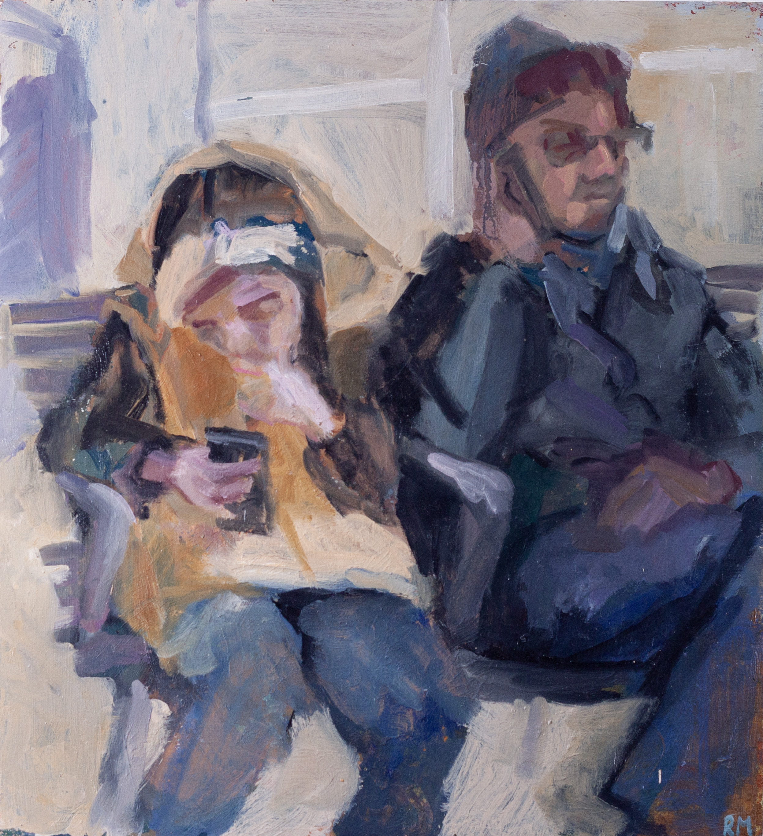 Shopping Centre, Expressionist, Figurative, People, Painting, Oil Painting 
