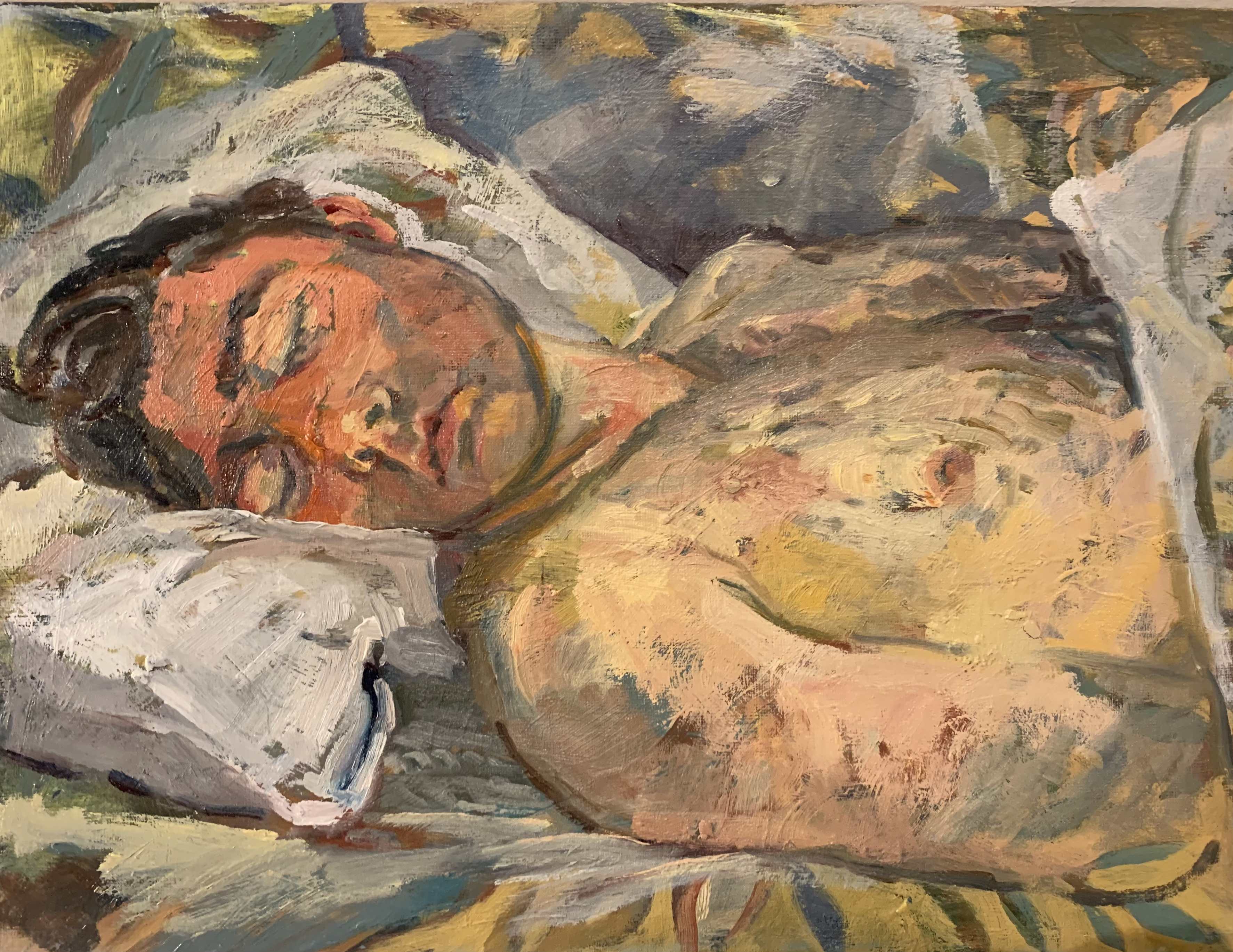 Man Sleeping, Oil Painting by Rachel Mercer