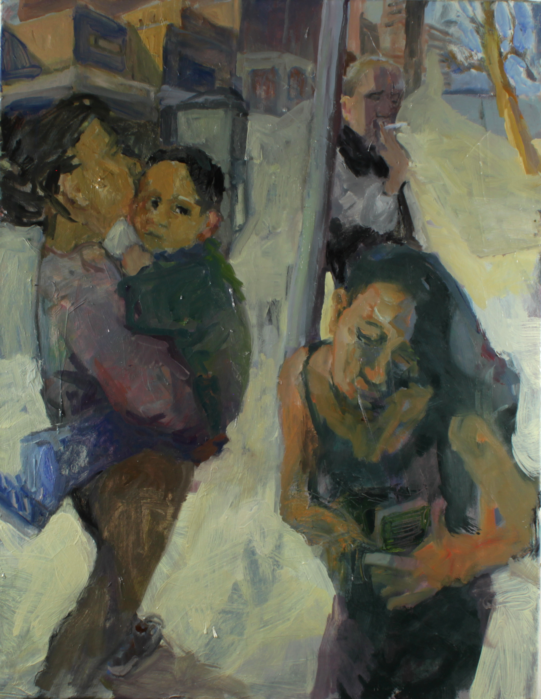 Figurative Oil Painting, Shopping Centre, Expressionist 