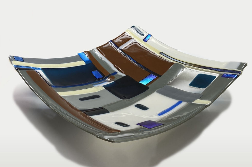 Thumbnail: Modern arch abstract fused glass bowl