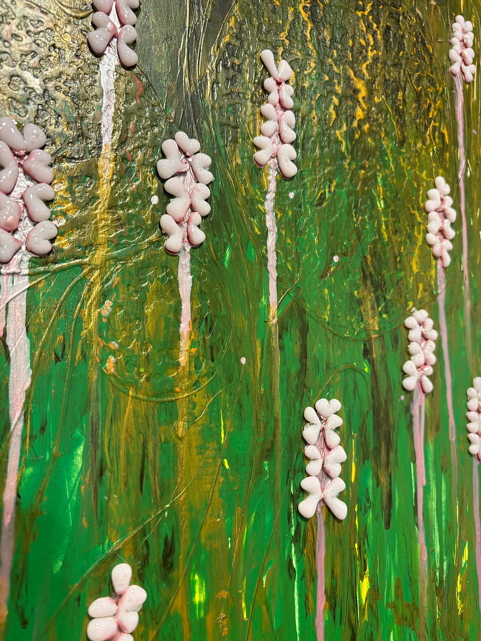 Thumbnail: Spring acrylic and fused glass painting Daniela Dohnert Close up