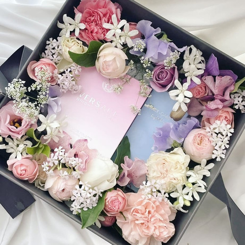 Baby Pink & Violet Flower Gift Box | Giftorea