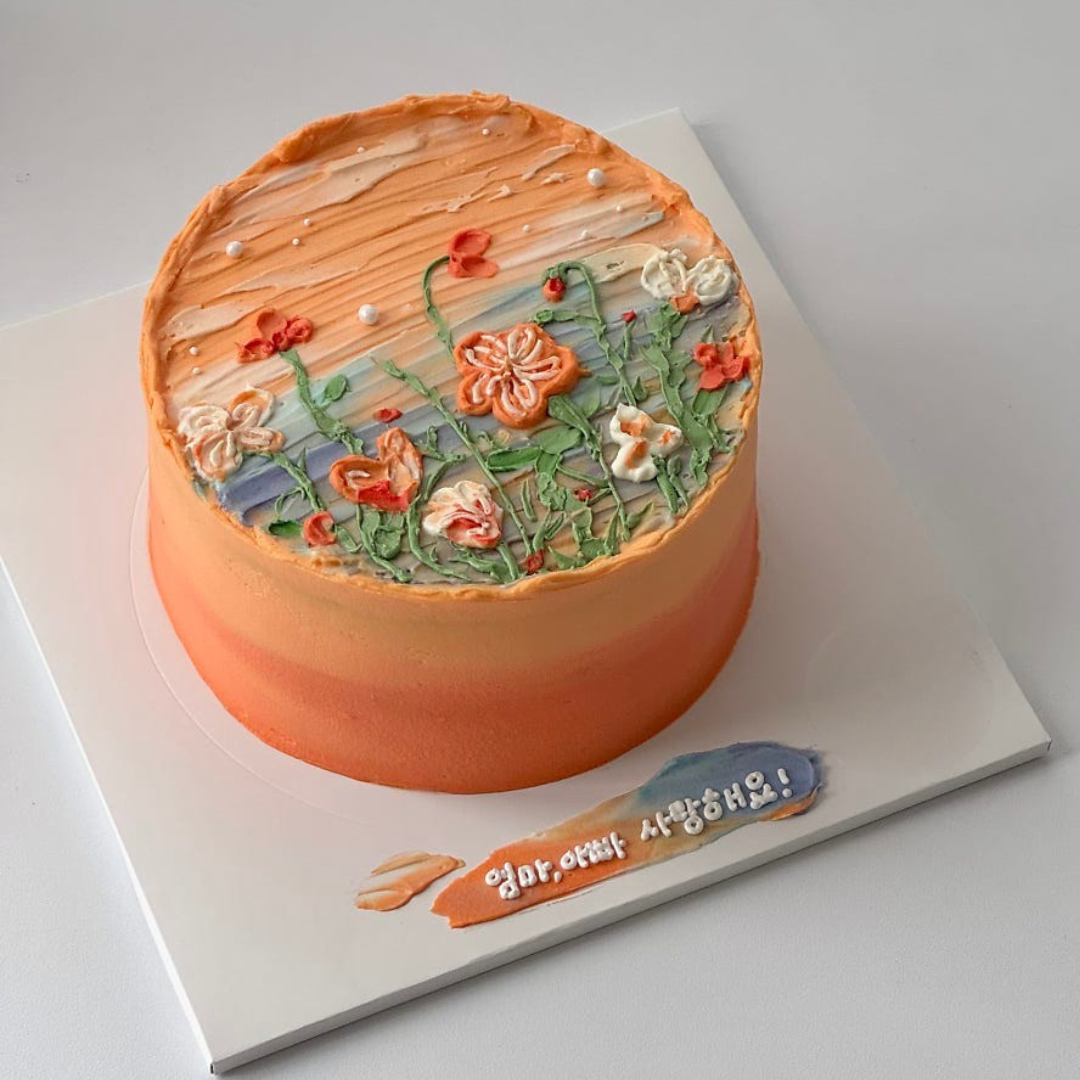 Sunset Flower Field Cake