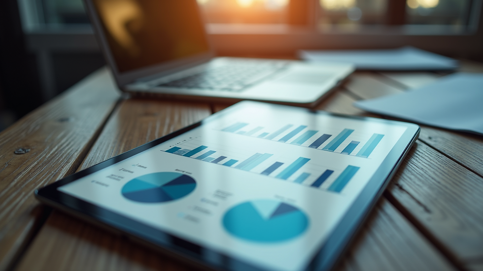 Eye-level view of a strategic marketing plan on a digital tablet