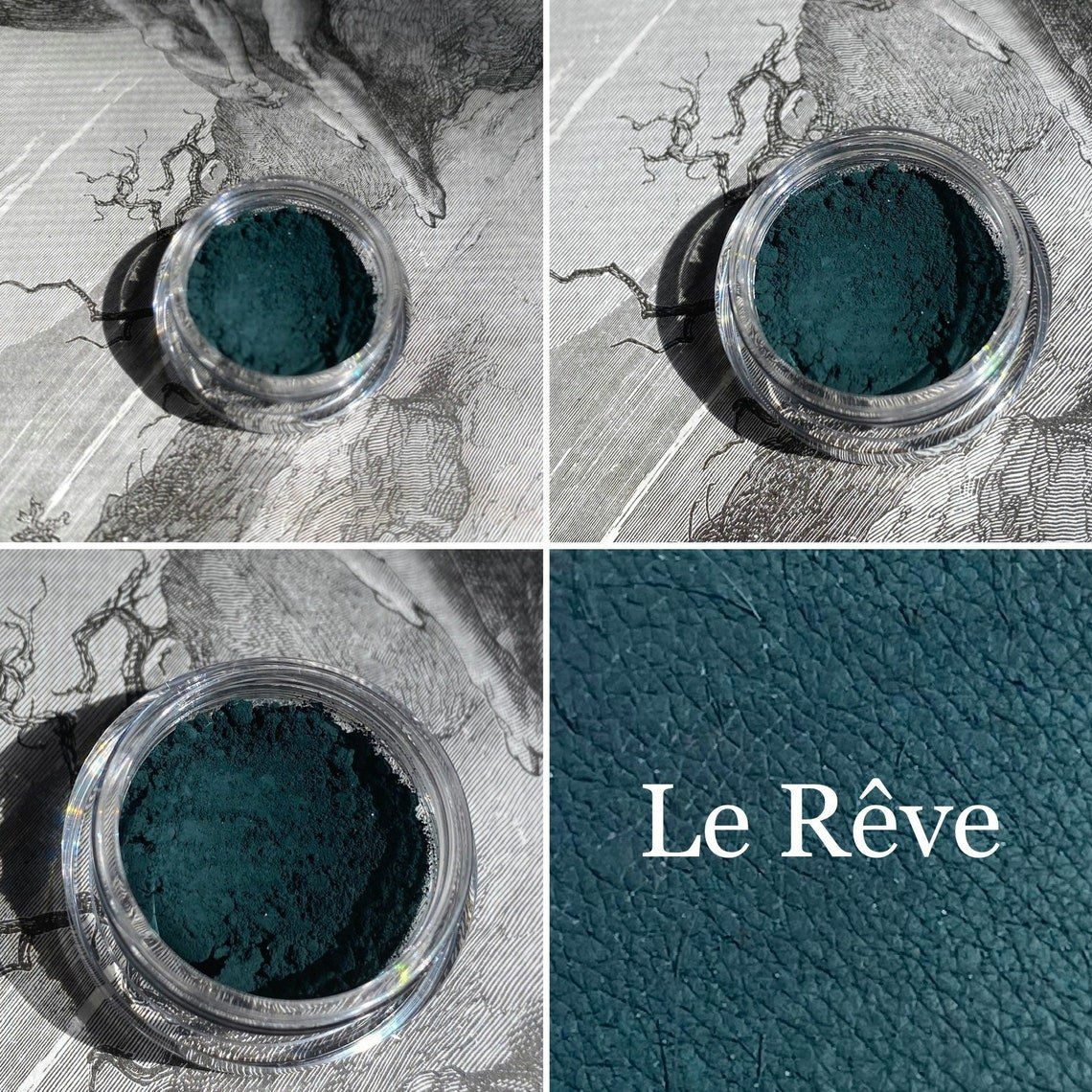 Four eye shadow images, Le Rêve, in various angles and a close up