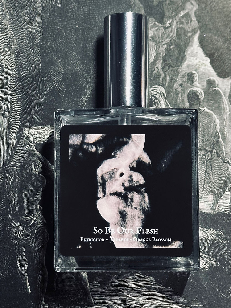 So Below Flesh perfume bottle with artistic design; fragrance essence.