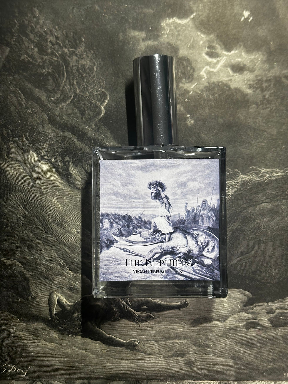 Thumbnail: Perfume bottle with a unique label on a textured background.