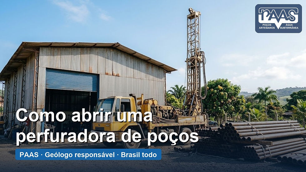 Como abrir empresa de perfuração de poço artesiano: perfuratriz montada em caminhão perfurando um poço tubular em terreno rural