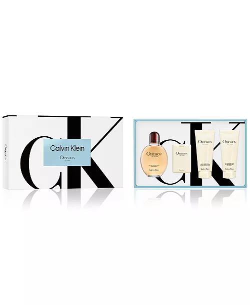 Obsession by Calvin Klein Set de regalo de 4 piezas 4.2 oz EDT+Aftershave+Gel de lavado corporal+Mini