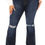 Thumbnail: High Rise Dark Blue Washed w/ Knees Sliced Flare Jeans