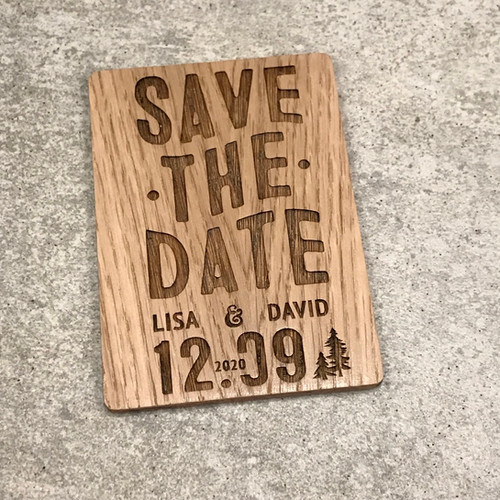 Magnet Save the Date en bois personnalisé | sacdenoeud