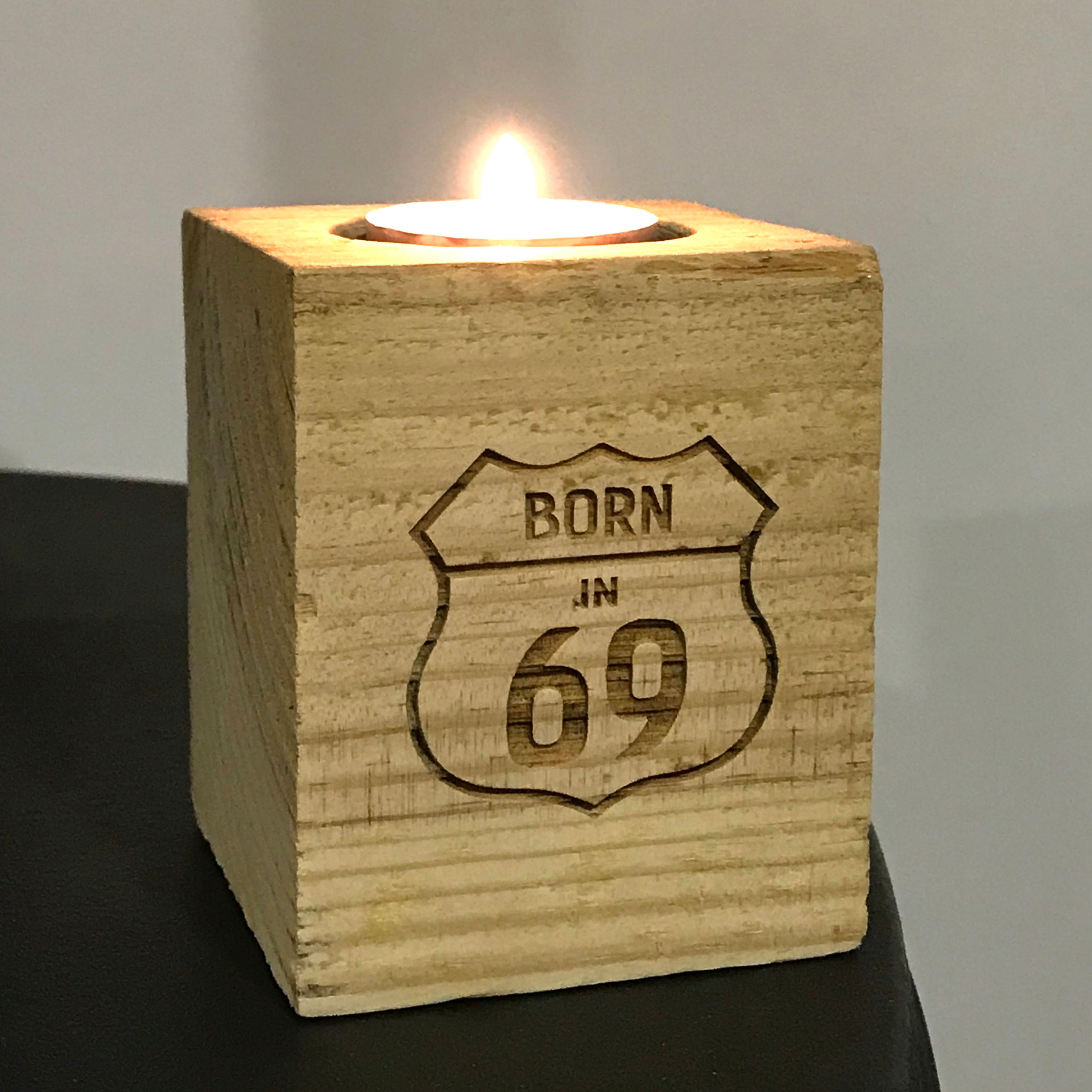 Bougeoir Bois recyclé Route 66