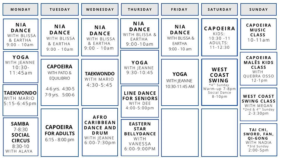 Event and Class Calendar