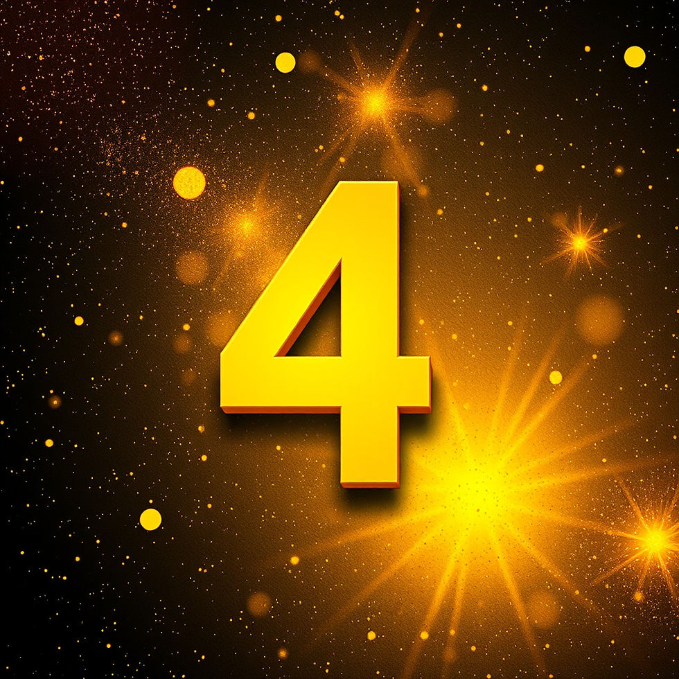 chiffre 4 jaune sur fond cosmique