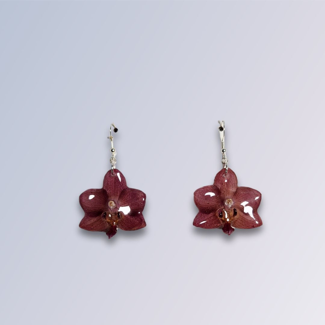 Burgundy Orchid Earrings