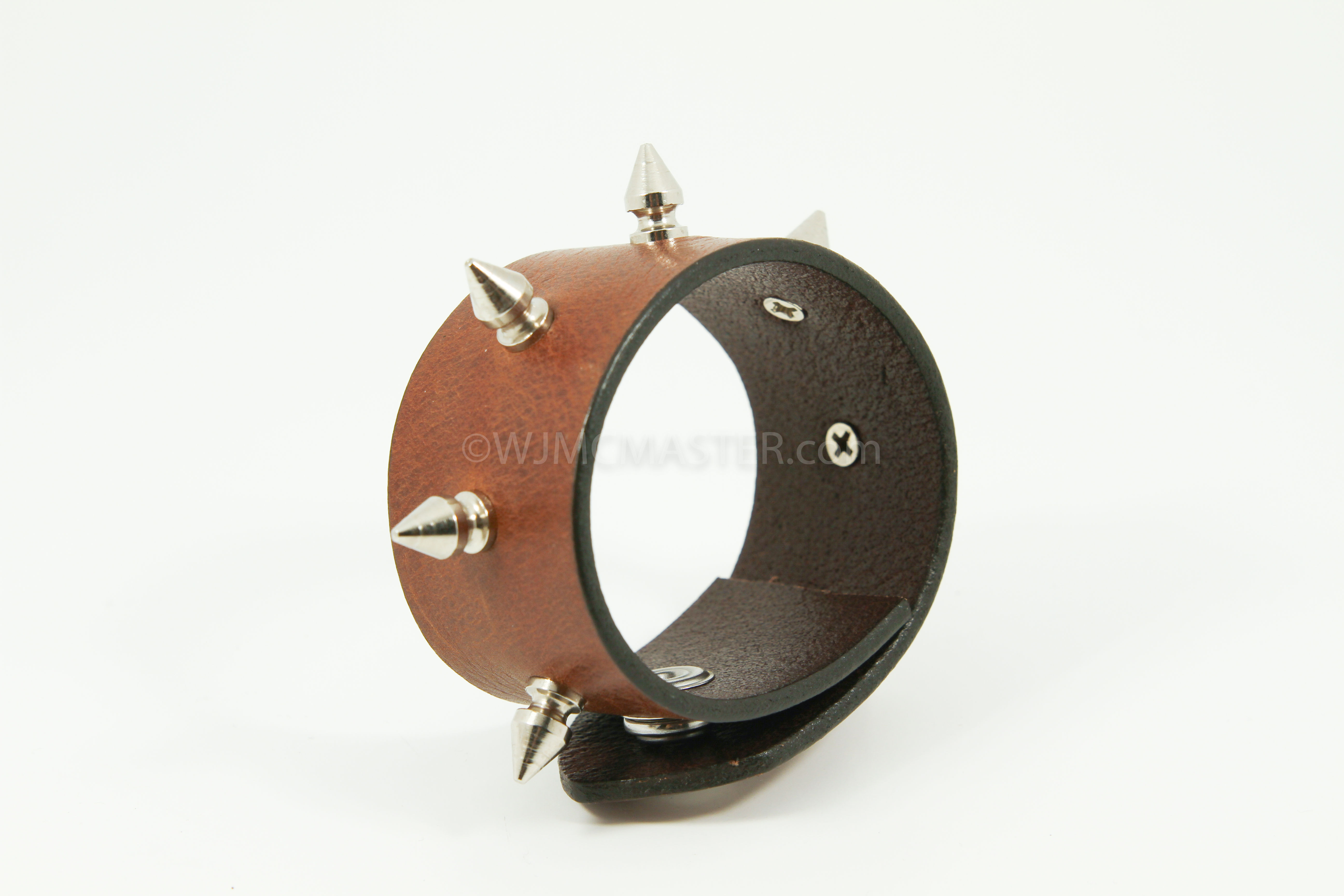 Brown Leather Wrist Cuff with 1/4 Spikes