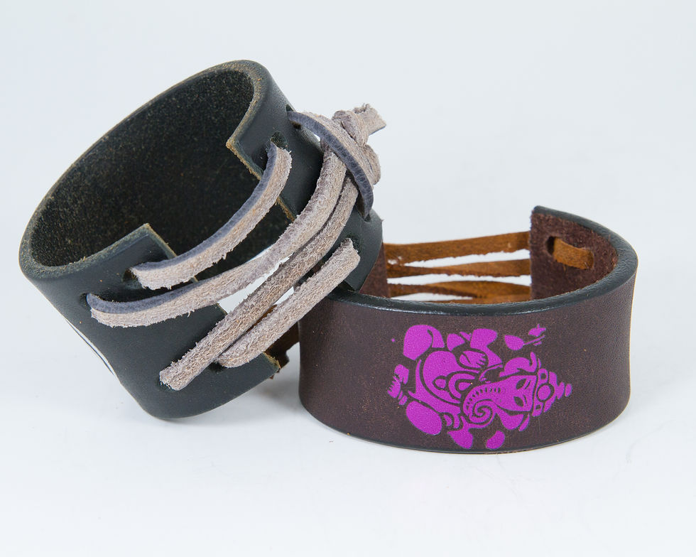 Thumbnail: Leather Wrist Cuff "Detailed Ghanesh" Graphic