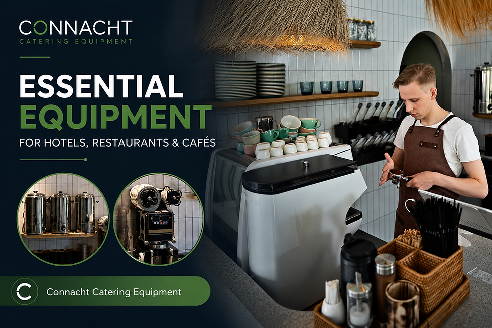High-quality commercial coffee machine and kitchen equipment in a modern café setting.