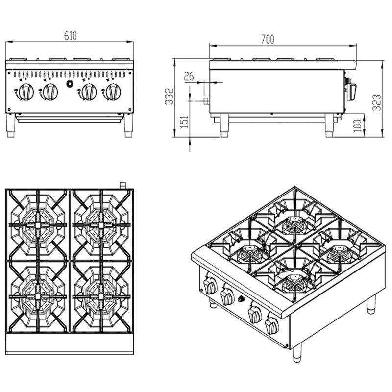 Thumbnail: Banks B40H LPG Burner Hob