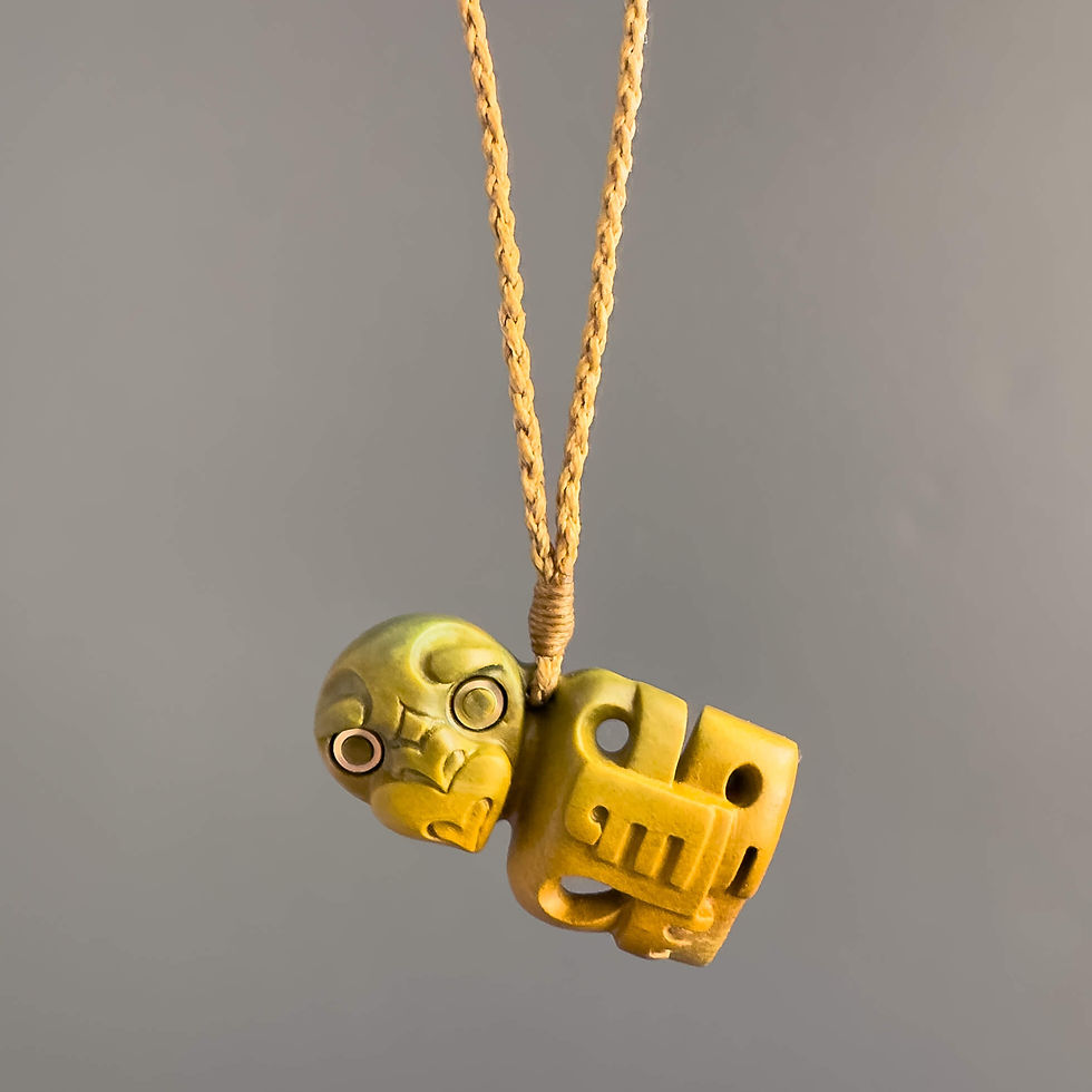 Thumbnail: Wide view of handcrafted Hei Tiki pendant from Aotearoa Stone Carving Studio