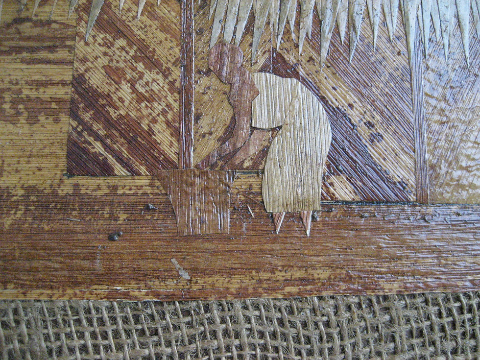 Thumbnail: 14 x 20 Inch Wood Inlay African Art
