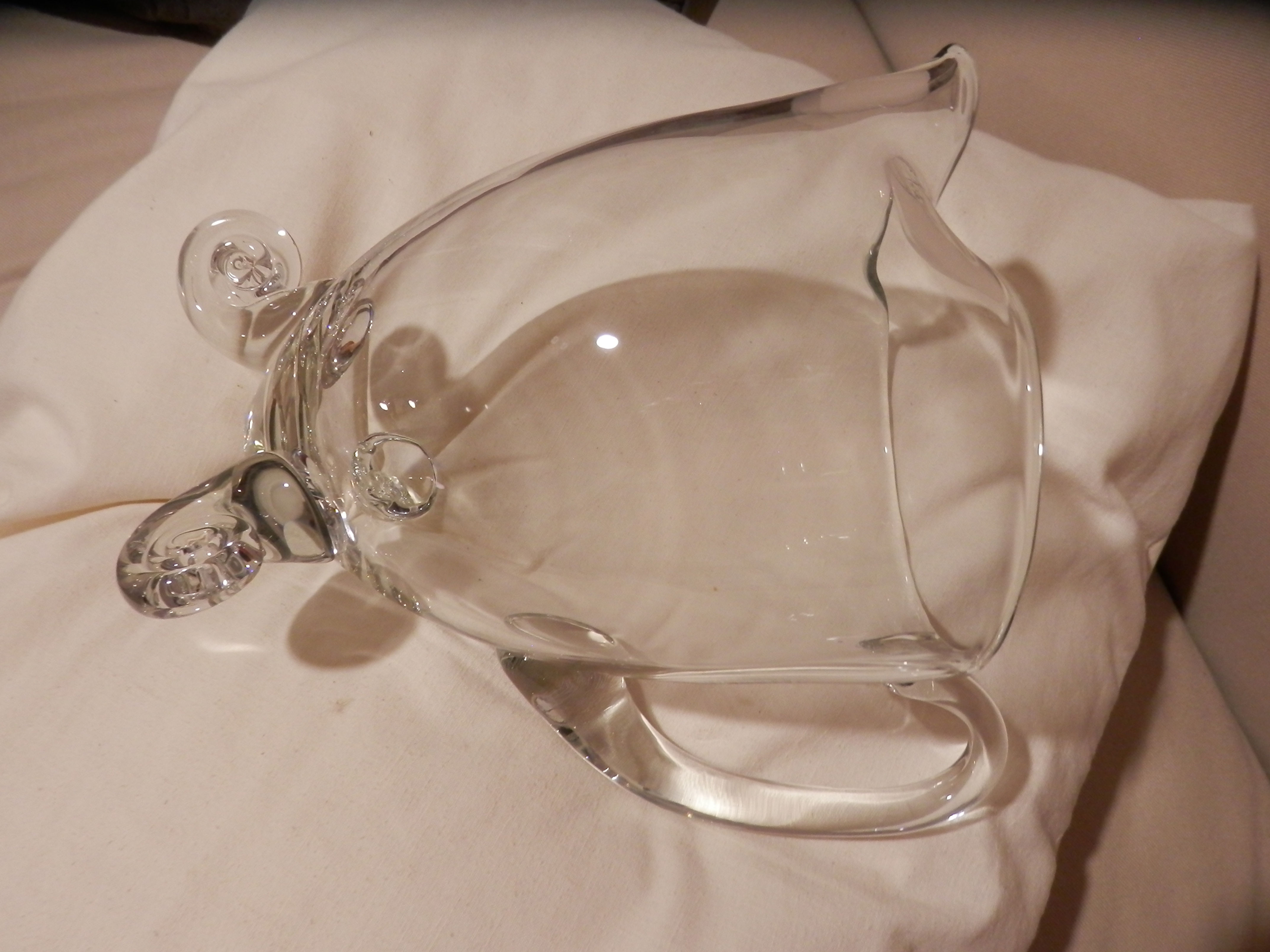 Clear Euro Glass Pitcher, Scrolled legs, Pontil Mark