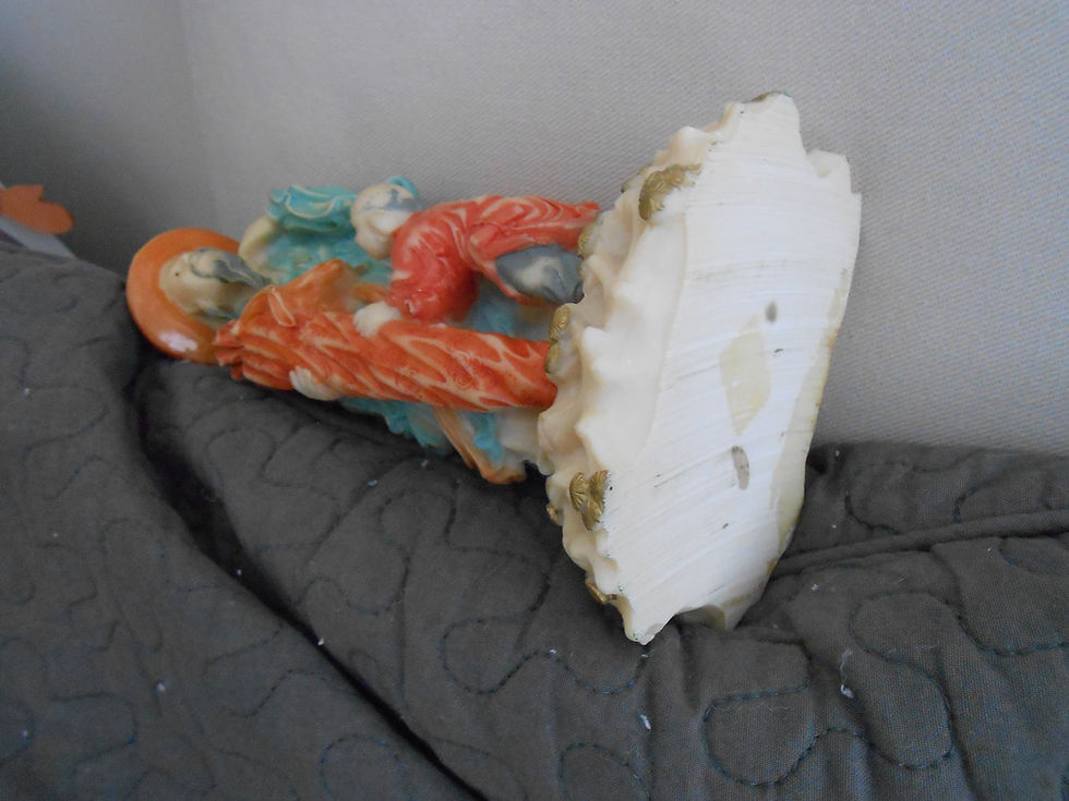 Thumbnail: Two Mid-Century Statues Resin/Plastic Asian Figure
