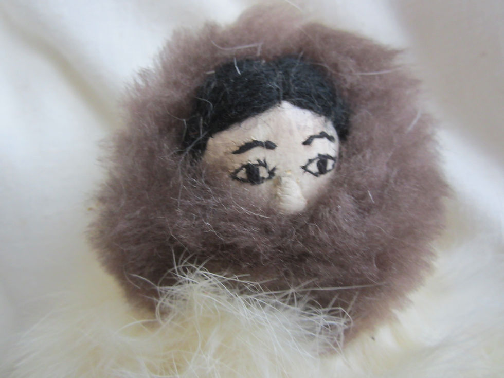 Thumbnail: 6" Inuit/Eskimo Doll, Real fur, hides, hand painted face