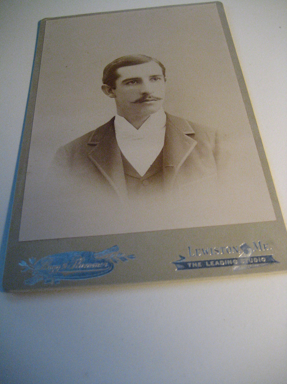 Flagg and Plummer Lewiston, ME Cabinet Card of Mustached Man