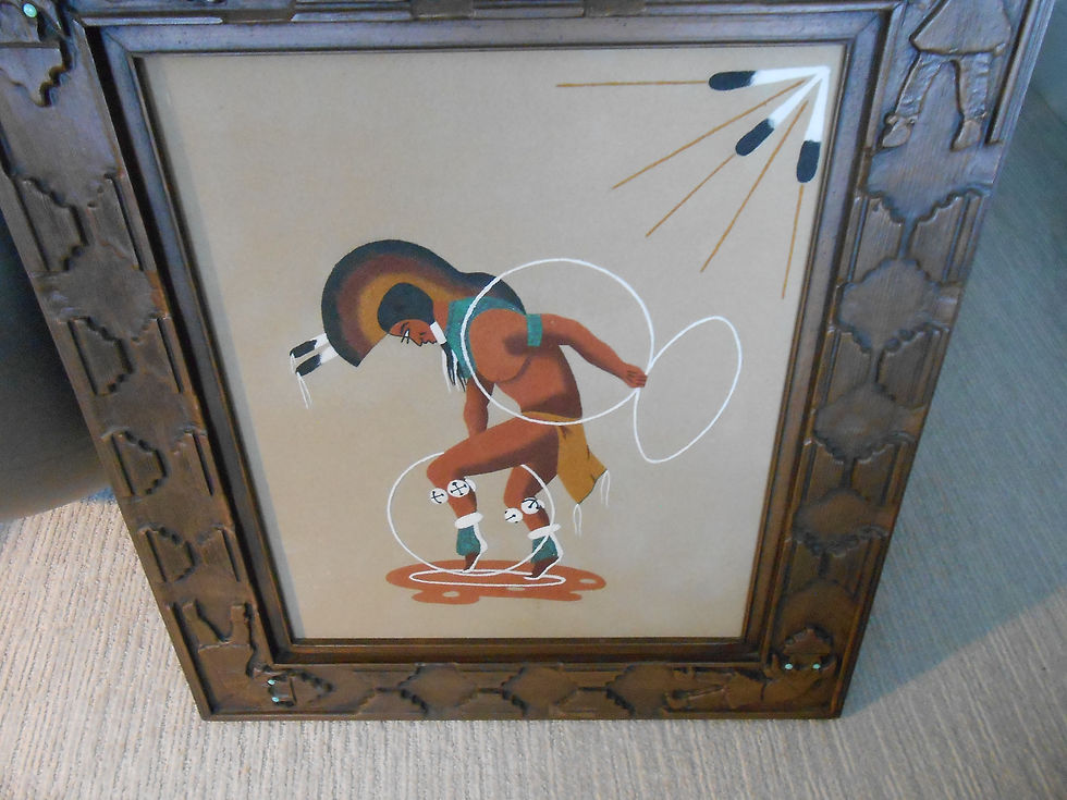 Very stylized Navajo Hoop Dancer Sand Painting