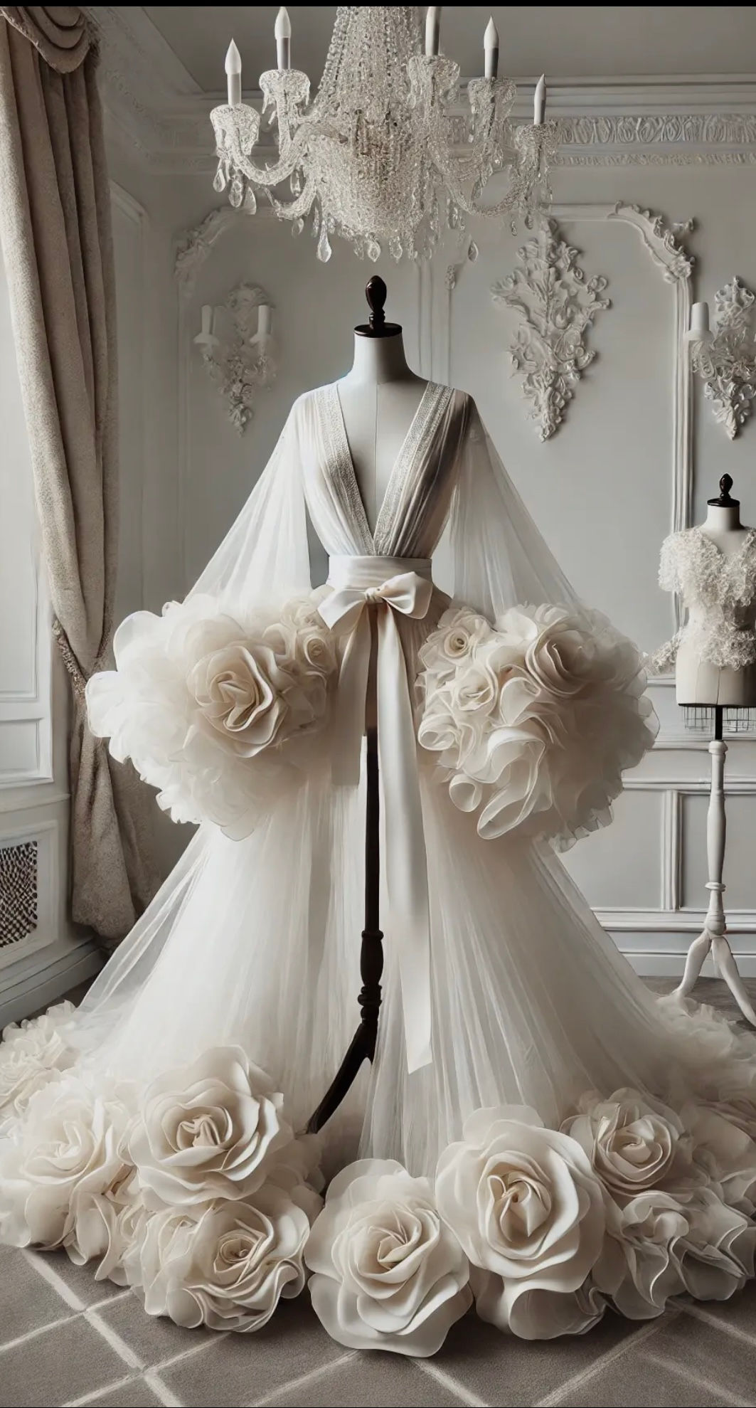 Florida Luxury Floral Bridal Robe White