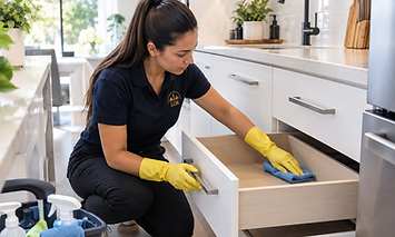 Deep cleaning of kitchen drawers in an Auckland home