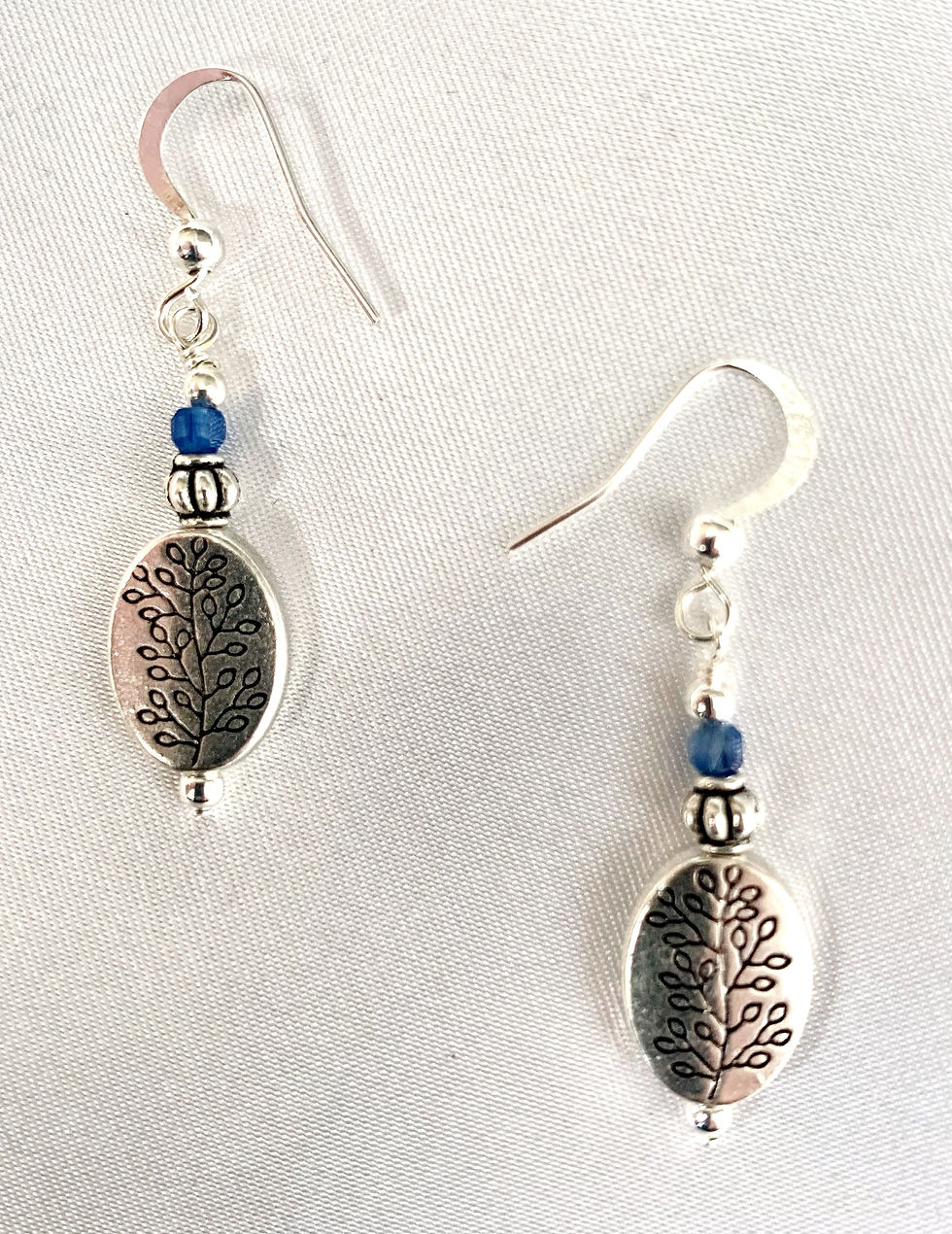 Thumbnail: This handmade gemstone earrings includes Kyanite and decorative silver plated beads.