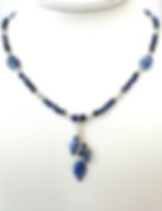 Sodalite & lapis gemstone necklace includes 3 sodalite dangles on a strand of sterling silver, sodalite & lapis beads.