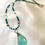 Thumbnail: This handmade gemstone necklace includes a Green Calcite dangling on a strand of Apatite, Chrysoprase & silver plated beads.